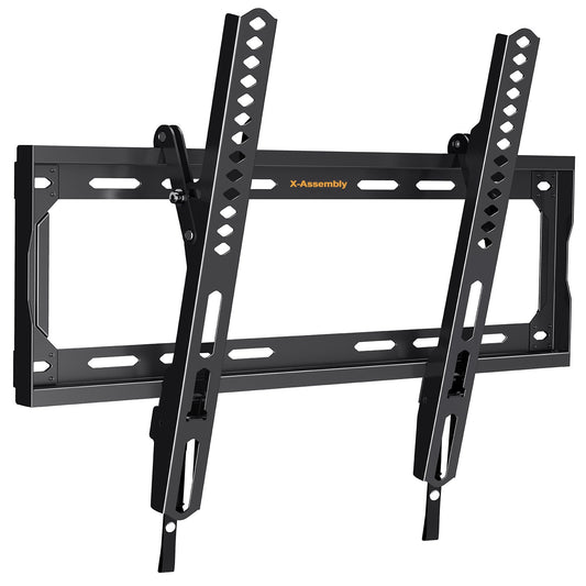 X-Assembly Tilting TV Wall Mount Low Profile for Most 26-55" Flat Screen LED, LCD, Curved TVs, Tilt TV Mount Bracket VESA 400x400mm- Holds Up to 99lbs, Easily Lock and Release to Mount on 12" or 16" Stud
