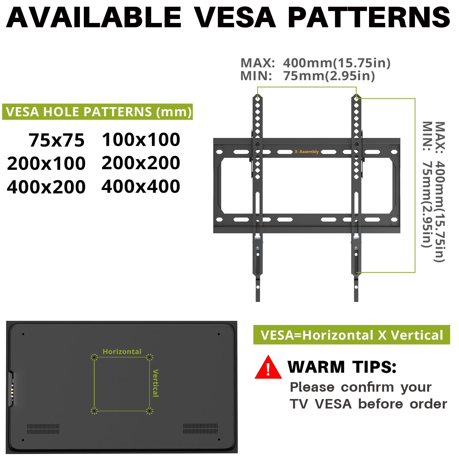 Bricologht Mount Tilt TV Wall Mount Design for Vertical or Portrait HDTV  for 26 to 55 (Max VESA 400x400) 