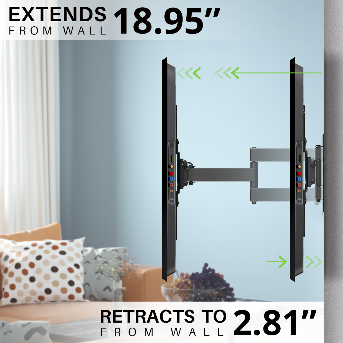 X-Assembly Full Motion TV Mount, Swivel Articulating Tilt TV Wall Mount for 26-55" LED, OLED, 4K TVs, TV Bracket Wall Mount with VESA 400x400mm Up to 60lbs